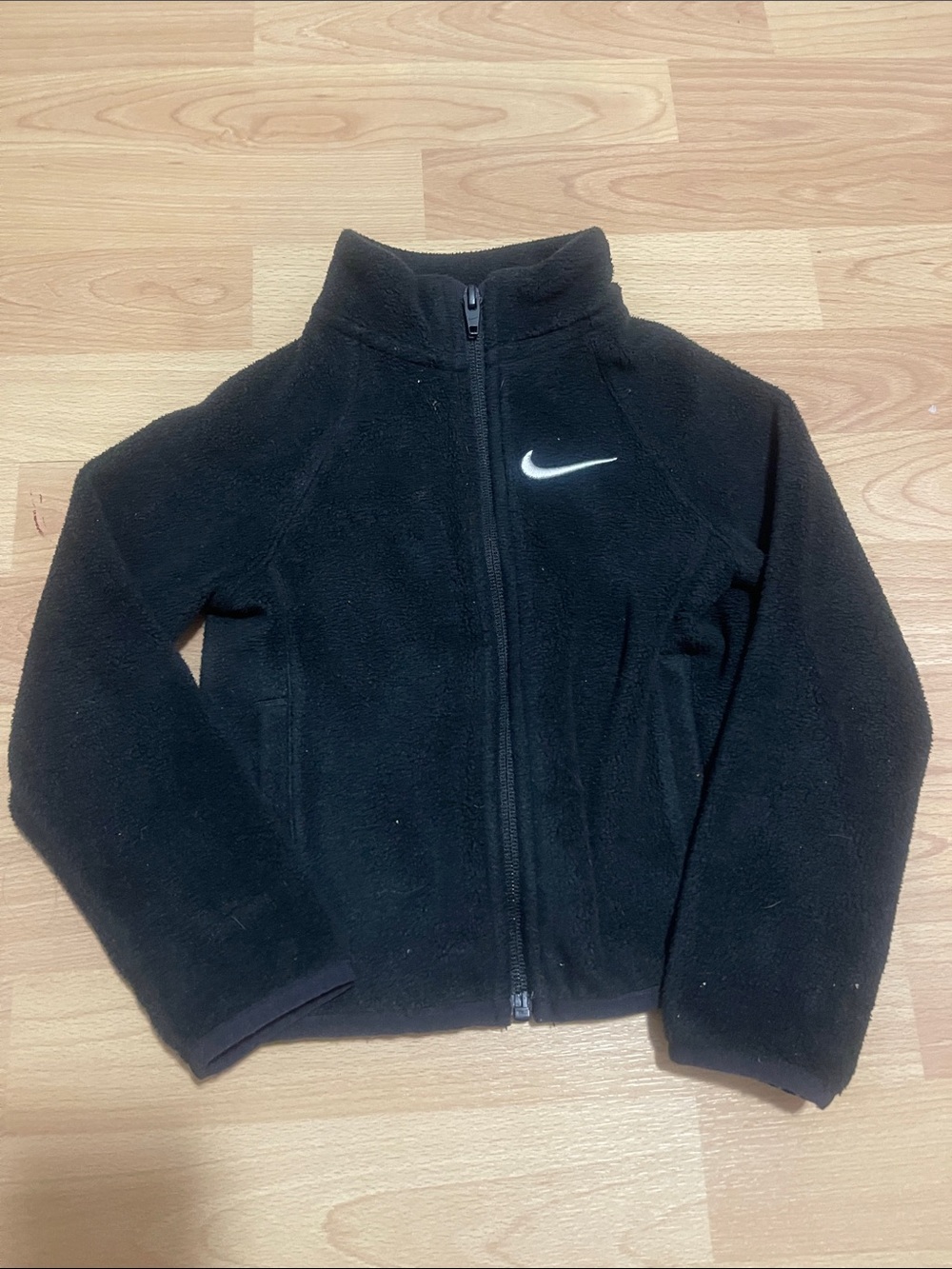 Nike Kids Black Full-Zip Fleece Jacket with White Swoosh